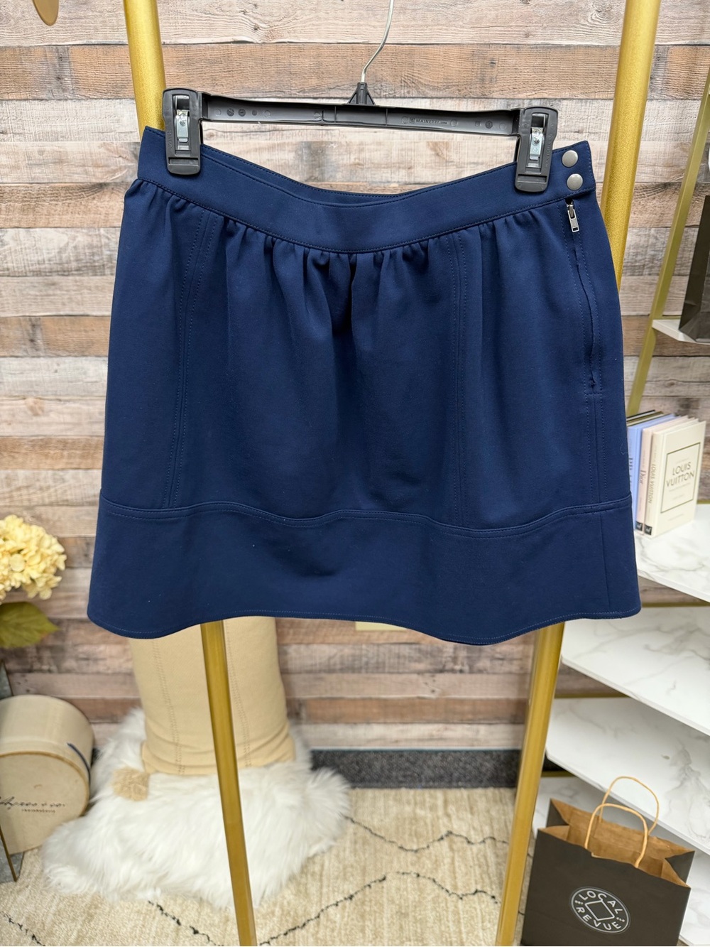 Madewell Navy Ponte Swivel Mini Skirt